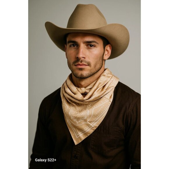 Beige White Paisley Square Scarf Wild Rag Bandana Print Satin Neck Head Wrap 27 - Picture 13 of 13